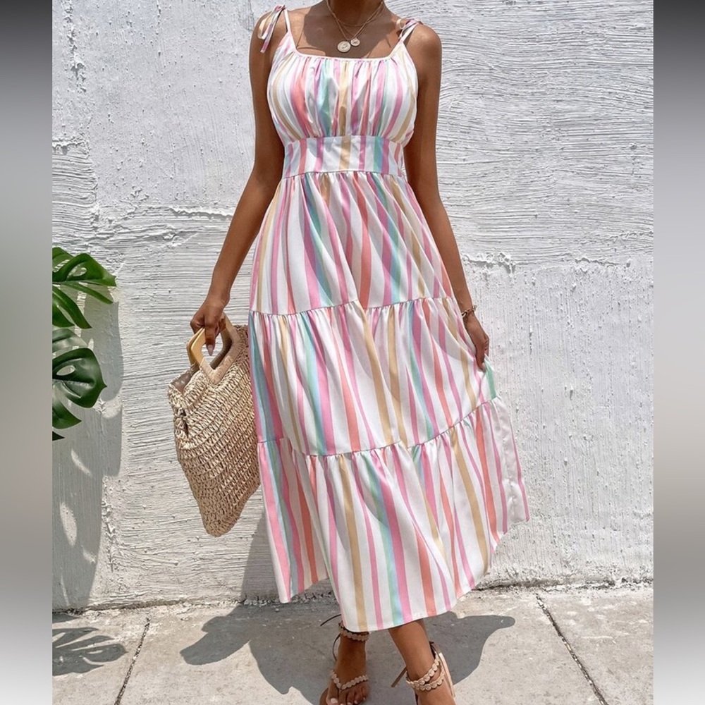 SHEIN Pastel Striped Maxi dress